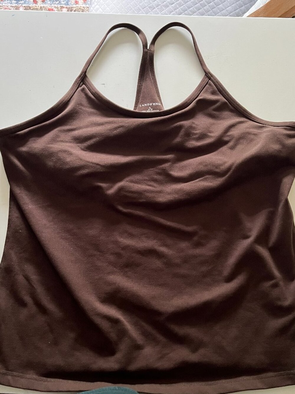 Lands' End Women's Exercise Top (L) and Matching Bottom (M), Color Brown